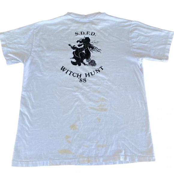 VTG Thrashed Hanes Beefy Tee 80s San Diego Fire Department Tee Single Stitch USA - Picture 1 of 10